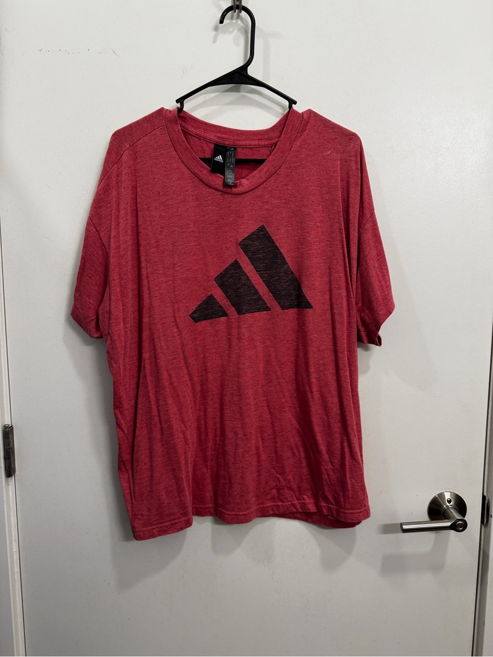 adidas Men’s Heather Red Short Sleeve Tee with Black Logo